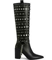 Azalea Wang Julette Studded Chain Harness Tall Boots