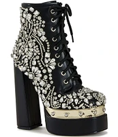 Azalea Wang Lilybell Jeweled Platform Booties