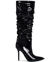 Azalea Wang Mitica Patent Slouch Shaft Tall Dress Boots