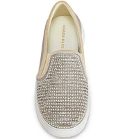 Azalea Wang Neili Metallic Crystal Pearl Embellished Slip On Sneakers