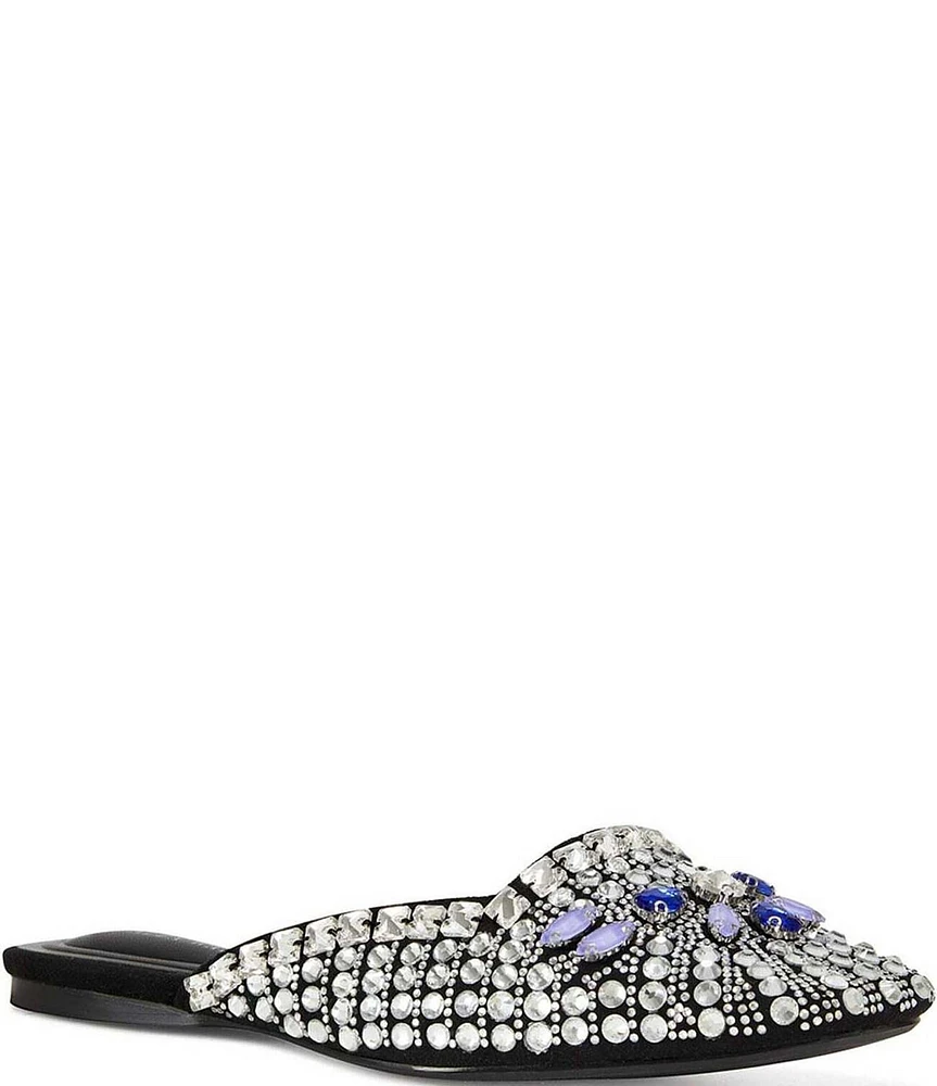 Azalea Wang Nelsat Crystal Jeweled Rhinestone Dress Mules