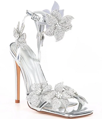 Azalea Wang Romi Rhinestone Flower Dress Sandals