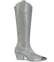 Azalea Wang Ruvin Crystal Embellished Western Tall Boots