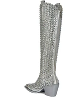 Azalea Wang Ruvin Crystal Embellished Western Tall Boots