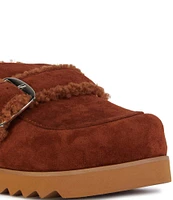 Azalea Wang Simah Sherpa Faux Fur Lined Buckled Mules