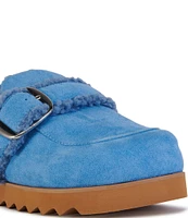 Azalea Wang Simah Sherpa Faux Fur Lined Buckled Mules