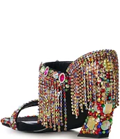 Azalea Wang Spiced Multicolor Rhinestone Fringe Dress Sandals