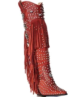 Azalea Wang Tadao Rhinestone Fringed Western Tall Boots