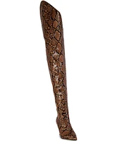 Azalea Wang Tarrant Snake Print Thigh High Boots