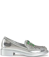 Azalea Wang Thalassa Mirror Metallic Rhinestone Loafers