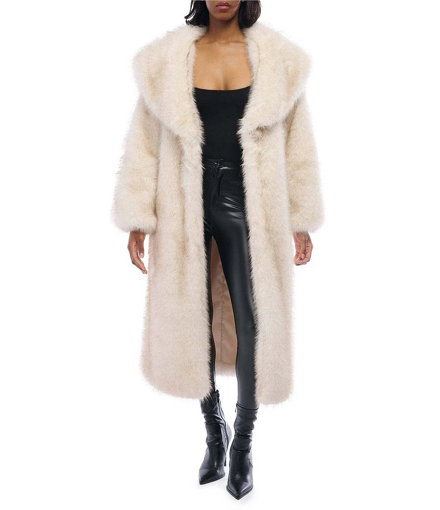 Azalea Wang Toasted Marshmallow Faux Fur Collared Wrap Coat