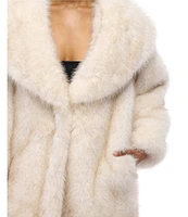 Azalea Wang Toasted Marshmallow Faux Fur Collared Wrap Coat