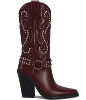 Azalea Wang Umbra Crystal Rhinestone Embellished Western Mid Boots