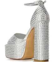 Azalea Wang Wilmore Crystal Studded Ankle Strap Platform Dress Sandals