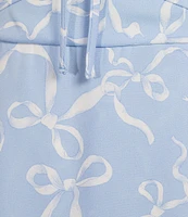 B. Darlin Bow Printed V-Neck Sleeveless Tie Shoulder Romper