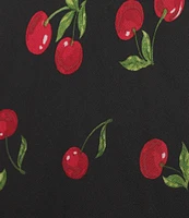 B. Darlin Cherry Print Scoop Neck Tie Front Ruffle Hem Midi Dress