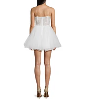 B. Darlin Corset Illusion Waist Fit & Flare Tulle Dress