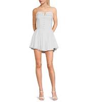 B. Darlin Cuffed Neckline Sleeveless Partial Button Front Fit And Flare Dress