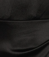 B. Darlin Drape Neck Off-The-Shoulder Faux Wrap Dress