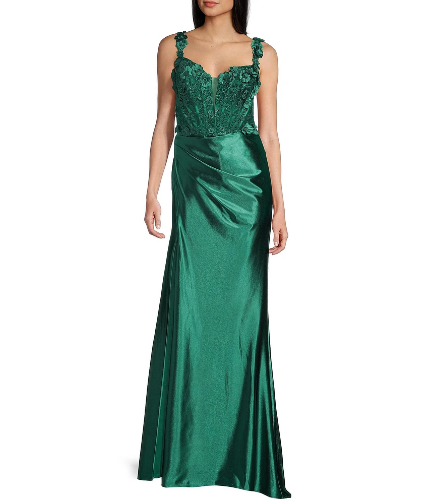 B. Darlin Embellished Sweetheart Neck Wide Strap Dress