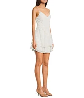 B. Darlin Floral Jacquard Double Hem Fit & Flare Dress