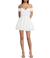 B. Darlin Floral Lace Off-The-Shoulder Sweetheart Neck Party Dress