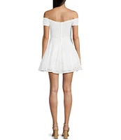 B. Darlin Floral Lace Off-The-Shoulder Sweetheart Neck Party Dress