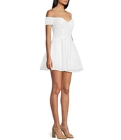 B. Darlin Floral Lace Off-The-Shoulder Sweetheart Neck Party Dress