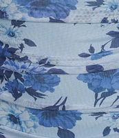 B. Darlin Floral Print Mesh Shirred Bodycon Dress