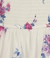 B. Darlin Floral Print Puff Sleeve Smocked Fit And Flare Dress