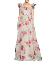 B. Darlin Floral Print Ruffled A-Line Dress
