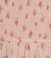 B. Darlin Floral Print Smocked Bodice Long Sleeve Tiered Dress