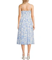 B. Darlin Floral Print Smocked Bodice Midi Dress