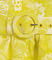 B. Darlin Floral Print Spaghetti Strap Belted Bubble Skirt Smocked Back Dress