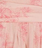 B. Darlin Floral Print Sweetheart Neck Long Sleeve Ruffle Dress