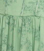 B. Darlin Floral Print Sweetheart Neck Ruffle Sleeve Corset Layered Midi Dress