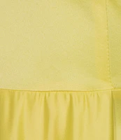 B. Darlin Sweetheart Neck Wide Strap Bustier Lace-Up Back Side Slit Dress