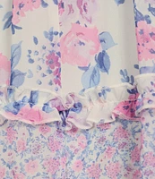 B. Darlin Floral Print V-Neck Smocked Long Sleeve Ruffle Layered Dress