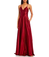 B. Darlin Lace Bra Back Satin Long Dress