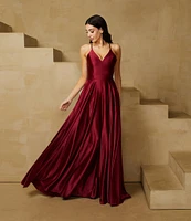 B. Darlin Lace Bra Back Satin Long Dress