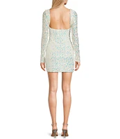 B. Darlin Long Sleeve Sequin And Pearl Beaded Bodycon Dress