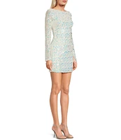 B. Darlin Long Sleeve Sequin And Pearl Beaded Bodycon Dress