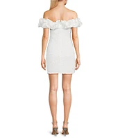 B. Darlin Off The Shoulder Ruffle Neckband Sequins And Pearl Bodycon Dress