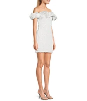 B. Darlin Off The Shoulder Ruffle Neckband Sequins And Pearl Bodycon Dress