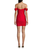 B. Darlin Off The Shoulder Spaghetti Strap Shirred Bodycon Dress