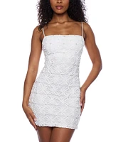 B. Darlin Patterned Sleeveless Straight Neck Bodycon Dress