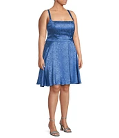 B. Darlin Plus Satin Lace-Up Back Fit-And-Flare Dress