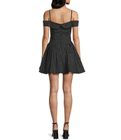 B. Darlin Polka Dot Off-The-Shoulder Bow Front Drop Waist Mini Dress