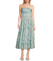B. Darlin Printed Organza Strapless Sweetheart Neck A-Line Dress