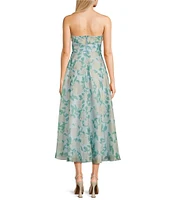 B. Darlin Printed Organza Strapless Sweetheart Neck A-Line Dress